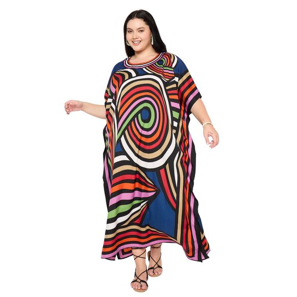 Gypsie Blu Women Caftan Dress Plus Size Polyester Mumu Maxi Cover Up Dresses - Picture 1 of 6